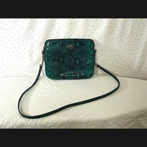 Kate Spade Green Snakeskin Crossbody Bag with Gold Chain Accent Strap